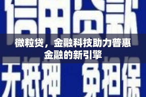 海南微粒贷，金融科技助力普惠金融的新引擎