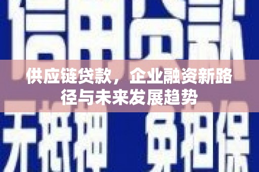 海南供应链贷款，企业融资新路径与未来发展趋势