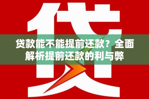 海南贷款能不能提前还款？全面解析提前还款的利与弊