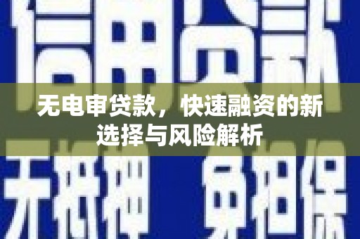 海南无电审贷款，快速融资的新选择与风险解析