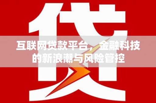 海南互联网贷款平台，金融科技的新浪潮与风险管控