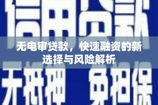 海南无电审贷款，快速融资的新选择与风险解析