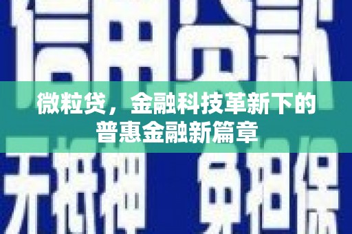 海南微粒贷，金融科技革新下的普惠金融新篇章